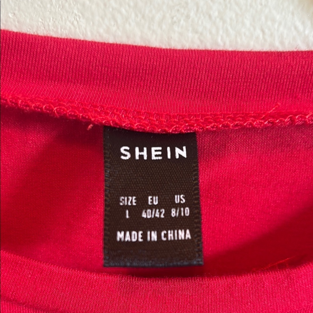SHEIN Red Midi Sheath Dress with Crew Neck - Picture 2 of 3